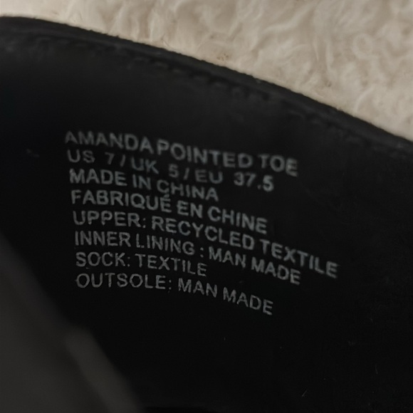 JustFab Amanda Pointed Toe Faux Suede Black Flats Size 7 - Picture 3 of 3